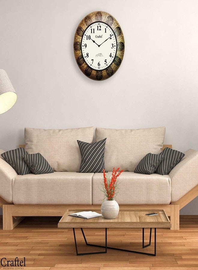 Craftel Brass Analog Clock English Number Wall Clock for Living Room Home (Antique Gold) 18 Inches - Image 4